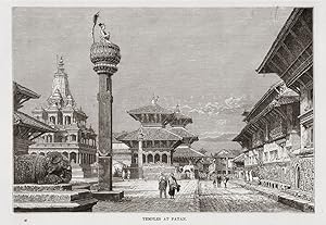 Temples at Patan or Lalitpur in the Kathmandu Valley of Nepal.,1882 Antique Print