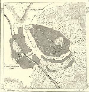 Medina or Madinah in Saudi Arabia,1882 Antique Intext Map and City Plan