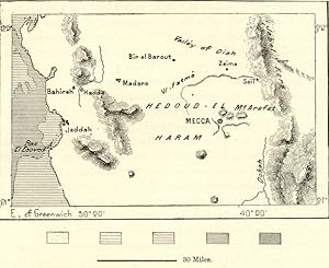 Mecca and Jeddah in Saudi Arabia,1882 Antique Intext Map