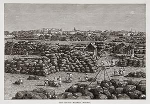 The Bombay Cotton Market,1882 Antique Print