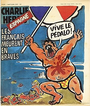 "CHARLIE HEBDO N°451 du 5/7/1979" CABU : VIVE LE PÉDALO ! / CABU : VIVEZ DANGEREUSEMENT avec le m...