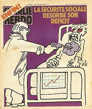 "CHARLIE HEBDO N°454 du 26/7/1979" Gébé : LA SÉCURITÉ SOCIALE RÉSORBE SON DÉFICIT / CABU : GRAND ...