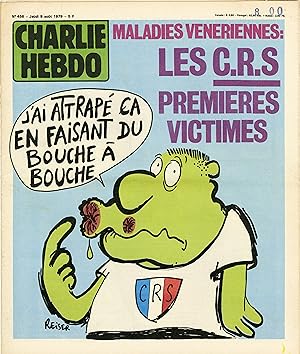 "CHARLIE HEBDO N°456 du 9/8/1979" REISER : MALADIES VÉNÉRIENNES = LES CRS PREMIÈRES VICTIMES / WO...