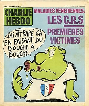 "CHARLIE HEBDO N°456 du 9/8/1979" REISER : MALADIES VÉNÉRIENNES = LES CRS PREMIÈRES VICTIMES / WO...