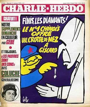 "CHARLIE HEBDO N°466 du 17/10/1979" Gébé : FINIS, LES DIAMANTS ! / CABU : BIJOU PREND UN X AU PLU...