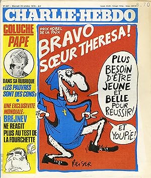 "CHARLIE HEBDO N°467 du 24/10/1979" REISER: BRAVO SOEUR THERESA PRIX NOBEL DE LA PAIX / REISER : ...