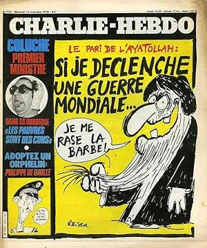 "CHARLIE HEBDO N°470 du 14/11/1979" REISER : PARI DE L'AYATOLLAH / CABU : POURQUOI MESRINE ET PAS...