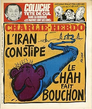 "CHARLIE HEBDO N°471 du 21/11/1979" REISER : L'IRAN CONSTIPÉ, LE CHAH FAIT BOUCHON / Gébé : Mode ...