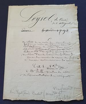 Courriers de Loysel du Comité des Assignats au citoyen Reth de l'administration des Assignats - 1792