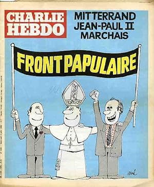 "CHARLIE HEBDO N°499 du 4/6/1980" Siné : FRONT PAPULAIRE (MITTERRAND, JEAN-PAUL II, MARCHAIS) / C...