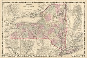 Johnson's New York. Inset Albany; Troy; Vicinity of New York; Rochester; Buffalo; Syracuse; Oswego