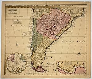Carte du Paraguay, du Chili, Detroit des Magellan & Terre de Feu , dans l'Amerique Meridionale. Map