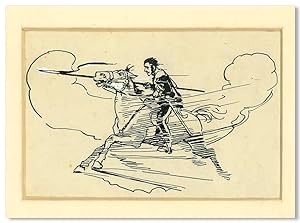 [Original Pen and Ink Drawing on Paper:] "THE LAST CHARGE" [pencil caption]