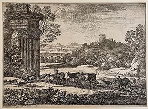 Antique print, etching I The herd returning in stormy weather, published 1651, 1 p.