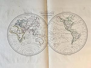 [Cartography World 1854] Mappemonde en deux hémisphères 1854, Hémisphere Oriental and Occidental,...