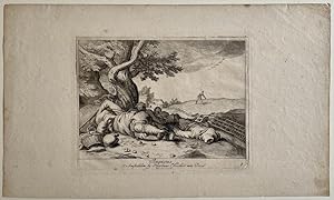 Antique print, engraving I The month Augustus (maand Augustus), published ca. 1635, 1 p.