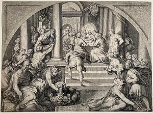 Antique print, engraving | The Last Supper (het laatste avondmaal), published 1616, 1 p.