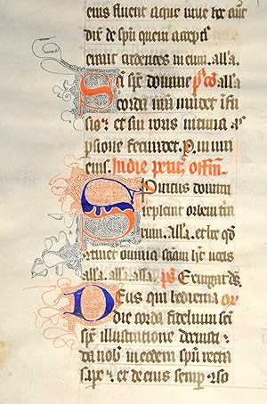 Feuillet Manuscrit sur vélin, extrait d un Missel _ Premier tiers du XVe siècle (1420)
