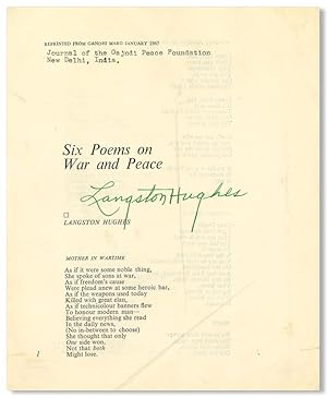 SIX POEMS ON WAR AND PEACE [cover title]
