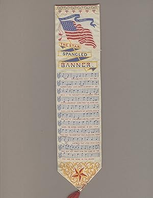 Silk bookmark with music and lyrics for "The Star-Spangled Banner"