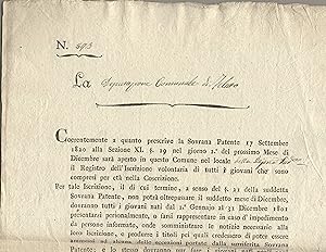 Coerentemente a quanto prescrive la Sovrana Patente 17 Settembre 1820 alla Sezione XI. [section s...