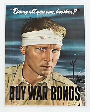 1943 Original American World War Two poster - Doing all you can brother? Buy War Bonds