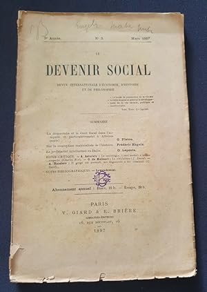 Le devenir social - Revue internationale d'économie , d'histoire et de philosophie - N.3 ( 3e ann...