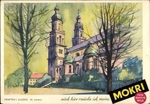 Ansichtskarte / Postkarte Reklame Mokri, Kempten im Allgäu, St. Lorenz Kirche
