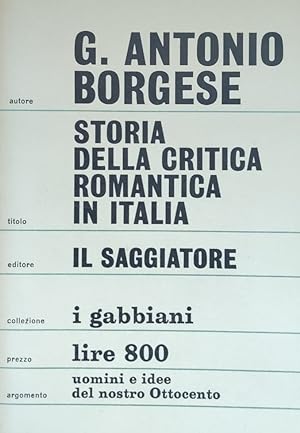 STORIA DELLA CRITICA ROMANTICA IN ITALIA