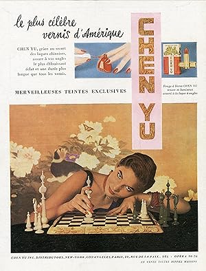 "VERNIS à ONGLES CHEN YU" Annonce originale entoilée années 50