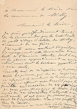 Antoine Samuel ADAM-SALOMON lettre autographe signée Lamartine