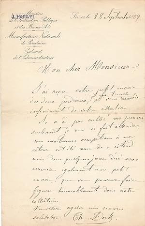 Théodore DECK lettre autographe signée