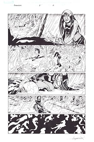 Aaron Lopresti Excalibur #5 Page 19 Original Half Splash Comic Art