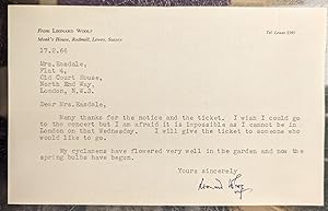 Typed letter signed by Leonard Woolf