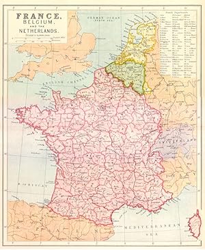 1881 Antique Political Map of France
