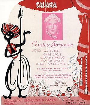HOTEL SAHARA PRESENTS CHRISTINE JORGENSEN (1953) Die-cut flyer