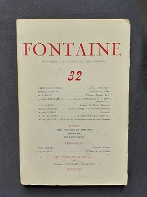 Fontaine, revue mensuelle de la nouvelle poésie et des lettres françaises : n°32, 1944.