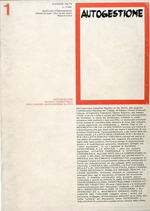 Autogestione (collezione completa 1978-1986, 12 fasc.). Rivista trimestrale per l'azione anarcosi...