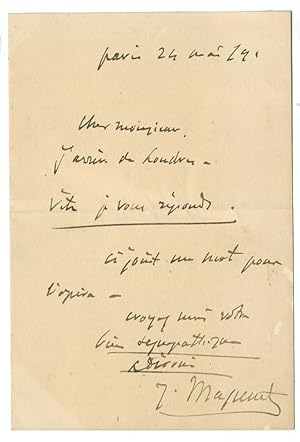 Manuscript autograph signed Jules Massenet