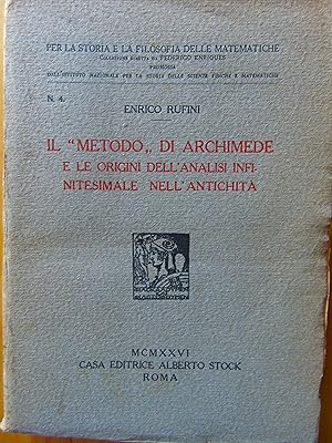 Il Metodo di Archimede e le origini dellanalisi infinitesimale nellantichità.