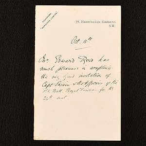 Handwritten Letter From Edward Tennyson Reed
