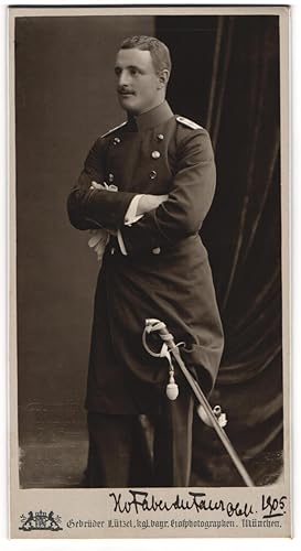 Fotografie Gebr. Lützel, München, Hans von Faber du Faur in Uniform Ulan- Rgt. 19, impressionisti...