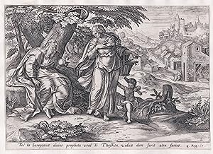 "Tecta Sareptanae divinae propheta beasti." - Elijah and the widow of Zarephath / Bibel Bible
