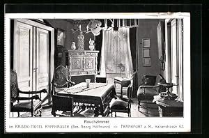 Ansichtskarte Frankfurt a. M., Das Rauchzimmer im Kaiser Hotel Kyffhäuser, Kaiserstrasse 62
