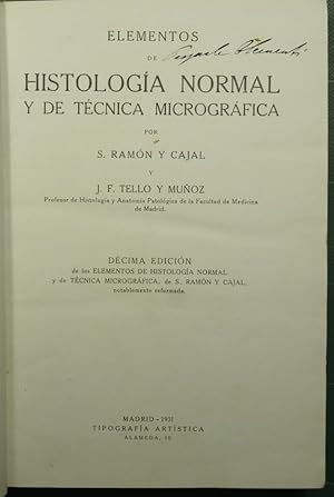 Elementos de histologia normal y de tecnica micrografica