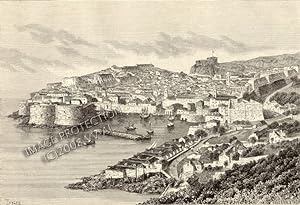 Ragusa or Ragusa Ibla in the southeastern part of Sicily, Italy,1881 Antique Print