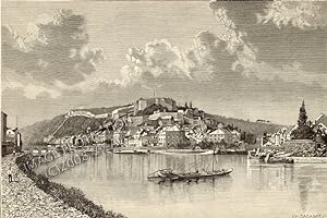 Namur in the Wallonia region of Belgium,1881 Antique Print