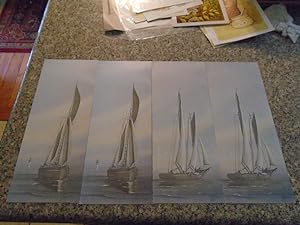 4 Vintage Sailing Ship Prints 1966 Donald Art