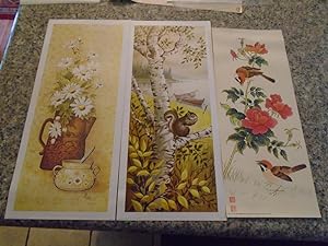 4 Vintage Prints Squirrel, Daisies and Oriental Bird check listing for specifics