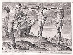 "O patris aeterni proles certißima, regna." - Christ on the cross between the two sinners / Chris...